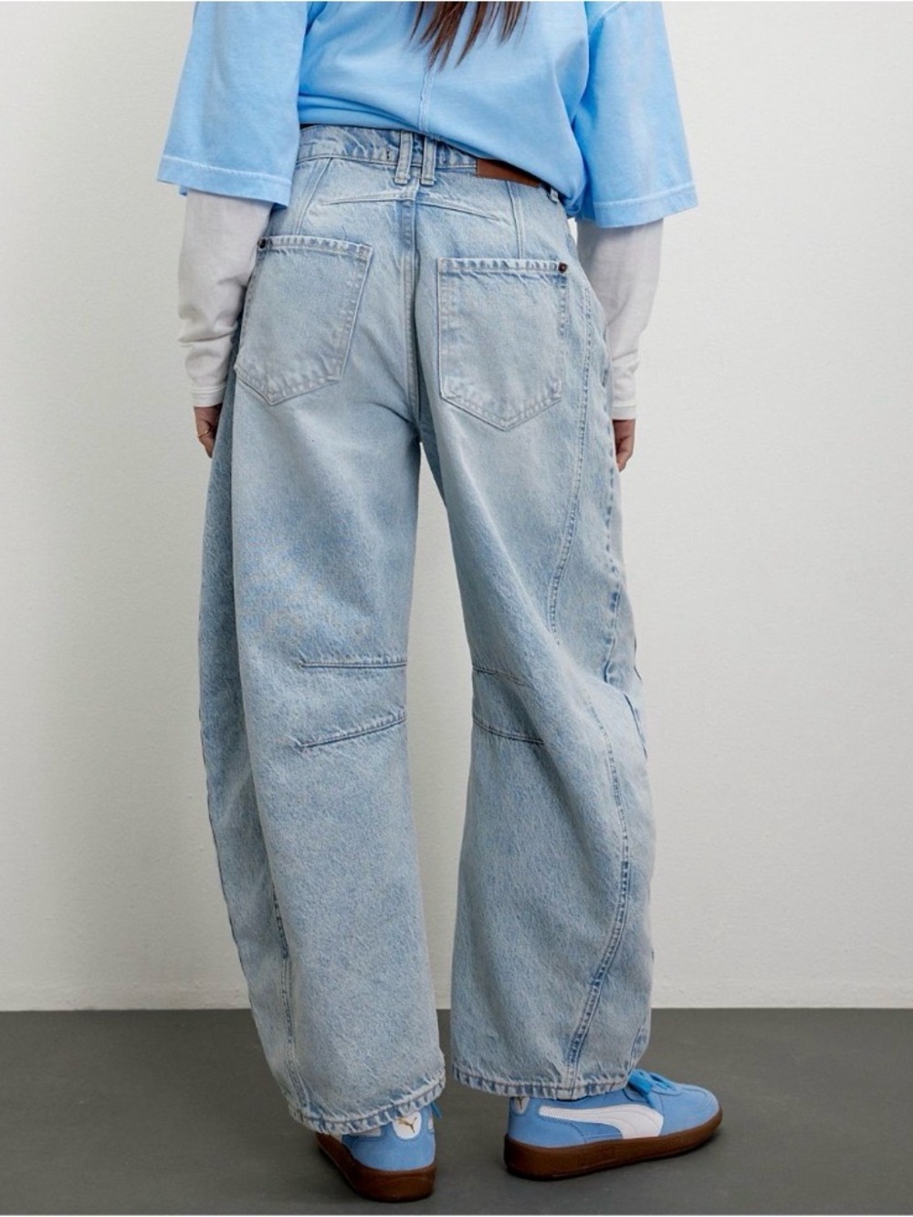 Free People Light Blue Wide-Leg Vintage Wash Jeans - Picture 2 of 4